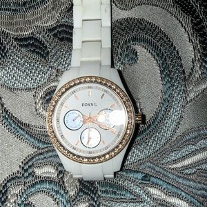 Fossil Women's White and Gold-Tone Watch